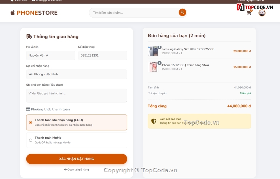 giao diện,cửa hàng điện thoại,Website cửa hàng